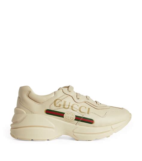 Children's Rhyton Gucci logo leather sneaker 